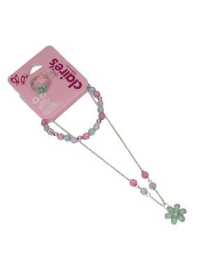Claires Club Flower Jewelry Set Necklace Bracelet Ring Adjustable Girls